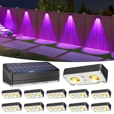 VOLISUN Solar Fence Lights Outdoor 12 Pack, 10 Colors & Color Changing Fence Lights Solar Powered, Fast Charging, IP65 Waterproof LED Solar Lights for Fence, Backyard, Garden, Railing, Deck, Patio