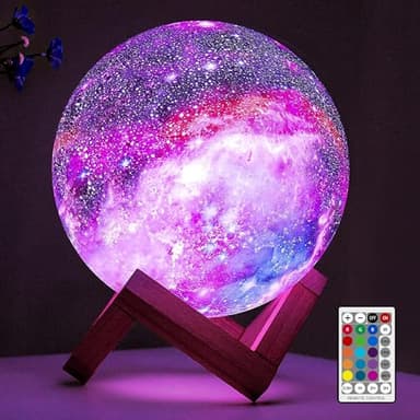 BRIGHTWORLD Moon Lamp Galaxy Lamp 5.9 inch 16 Colors LED 3D Moon Light, Remote & Touch Control Moon Night Light Gifts for Girls Boys Kids Women Birthday(Wooden Base)