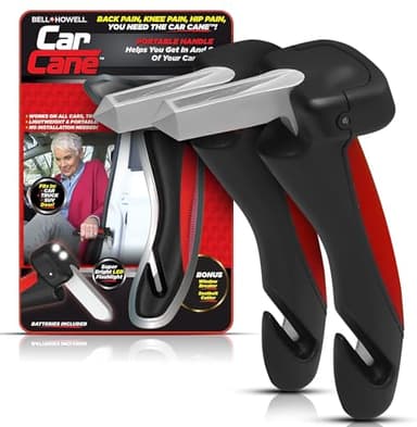 EMSON Original Car Cane 2Pk – All in 1 Car Handle Assist for Elderly Car Door Handle, Seat Belt Cutter, Window Breaker, Flashlight, Car Door Handle for Elderly Easy Exit