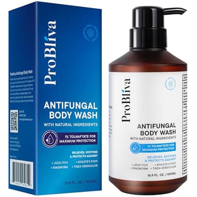 Antifungal Body Wash Treatment Soap – Antibacterial Wash for Jock Itch, Ringworm, Back Acne, Tinea & Foot Odor – Medicated Skin Relief Cleanser Gel with Tea Tree Oil & Tolnaftate for Men and Women