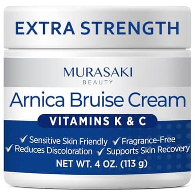 Arnica Bruise Cream Extra Strength: Fast Healing for Bruising and Swelling on Thin & Sensitive Skin - Enriched with Arnica Montana & Vitamins K, C & E - Daily Care for Teens, Adults & Seniors 4oz