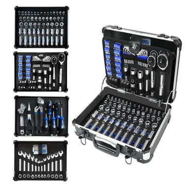 Prostormer Mechanic Tool Set, 240-Pieces Universal Household Auto Repair Tool Kit with Heavy Duty Aluminium Tool Box
