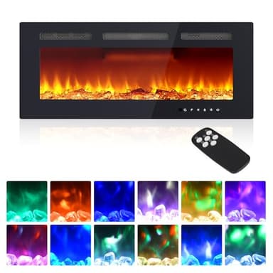 40" Electric Fireplace Wall Mounted, Recessed Wall Fireplace Electric with Remote Control & Touch Screen, Ultra Thin Electrics Fireplaces Heater, Adjustable 12 Flame Colors 5 Speed, 750/1500W