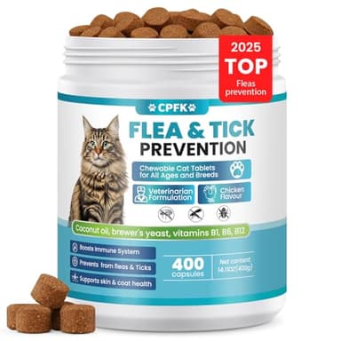 Chewable Flea Treatment for Cats Flea and Tick Prevention for Cats Chewables Fleas Chewables for Cat of All Breeds and Ages 400 Chewable Tablets