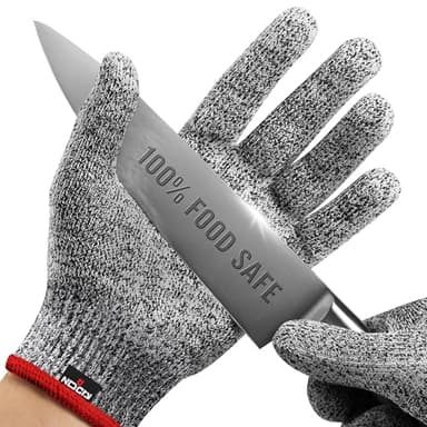 NoCry Premium Cut Resistant Gloves Food Grade for Kitchen — Superior Comfort and Dexterity; Level 5 Protection; Ambidextrous; Machine Washable; Lightweight — Perfect Cutting Gloves or Mandolin Glove