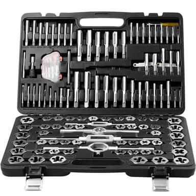 Tap and Die Set, 116-Piece Include Metric and SAE Size, Bearing Steel Taps and Dies, Essential Threading Tool for Cutting External Internal Threads, with Complete Accessories and Storage Case