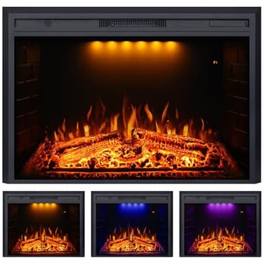 Valuxhome Electric Fireplace, 40 Inches Fireplace Insert, Electric Heater with Overheating Protection, Fire Crackling Sound, Remote Control, 750/1500W, Black, 40" L27 H